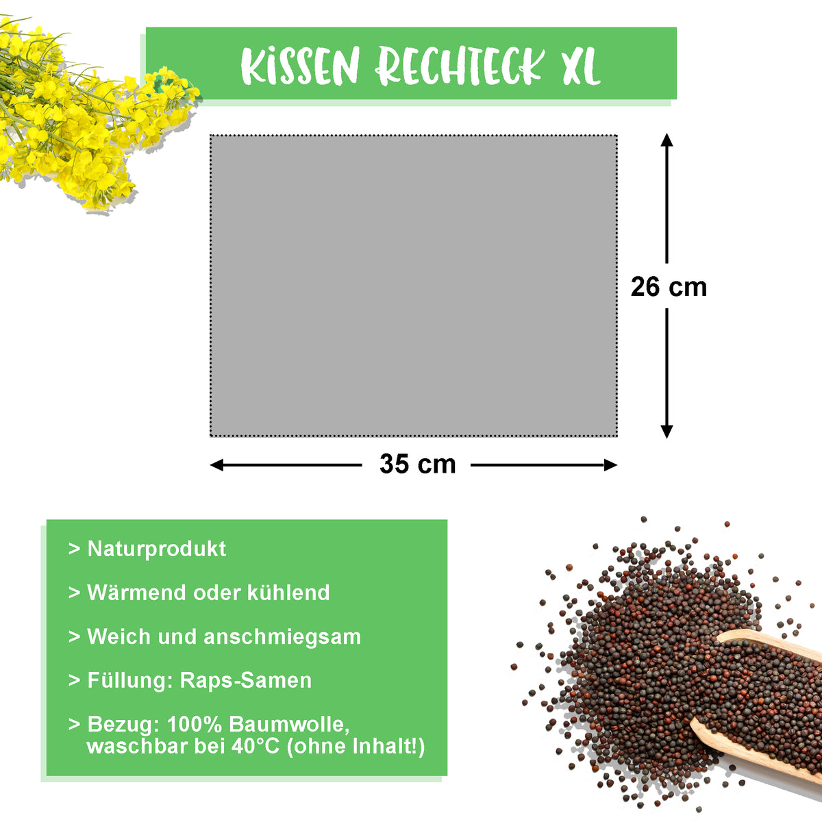 Wärmekissen Rechteck XL | Rose | Grau